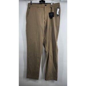 01.Algo Men's 32X32 Khaki Warptech Commuter Slim Fit Trousers Pants NWT